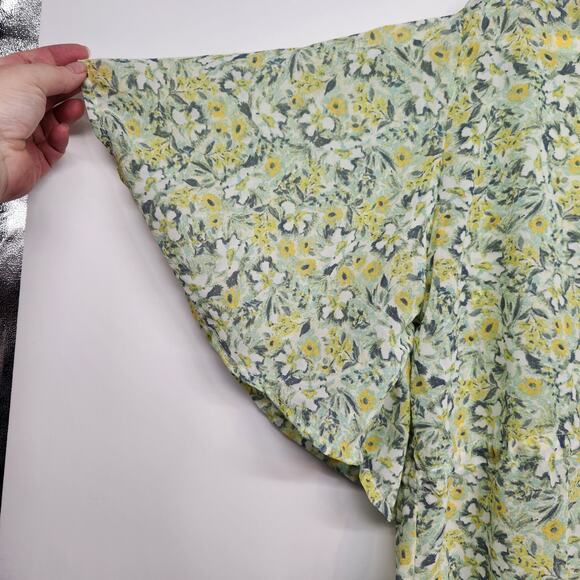 NWT LC Lauren Conrad Yellow Floral Gardenia Tapered Tie Front Kimono Women OS - Picture 6 of 8